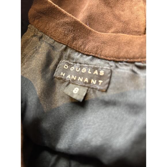 VTG douglas hannant Brown suede Skirt ruffle hem lined zipper sz 8 - Picture 8 of 10